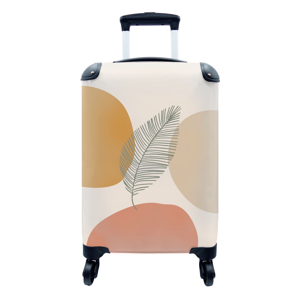 MuchoWow Koffer Handgepäck Trolley Rollkoffer Kleine Reisekoffer mit 4 Rollen - Feder - Pastell - Sommer - Cabin Size < 55x40x23 cm & 55x40x20 c...