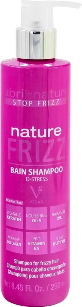 Abril et Nature Frizz Bain Keratin Shampoo 250ml - Powerful Anti-Frizz with Pro Vitamin B5 - Vegan