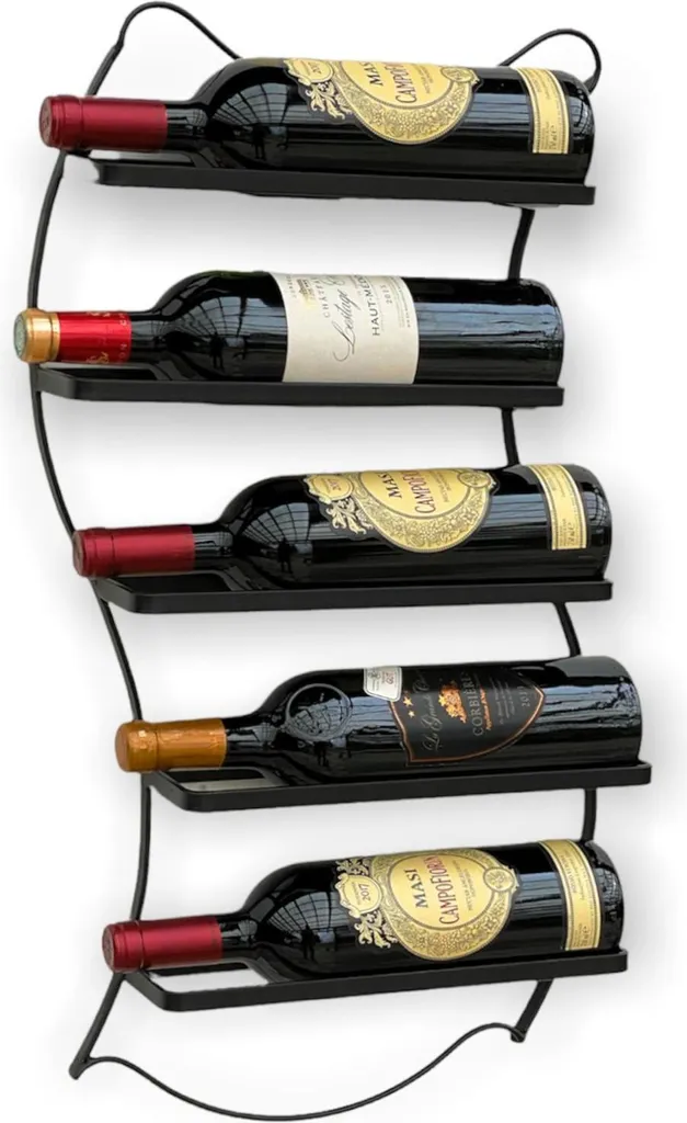 Support mural pour bouteilles de vin noir idéal pour petits espaces déco - 7