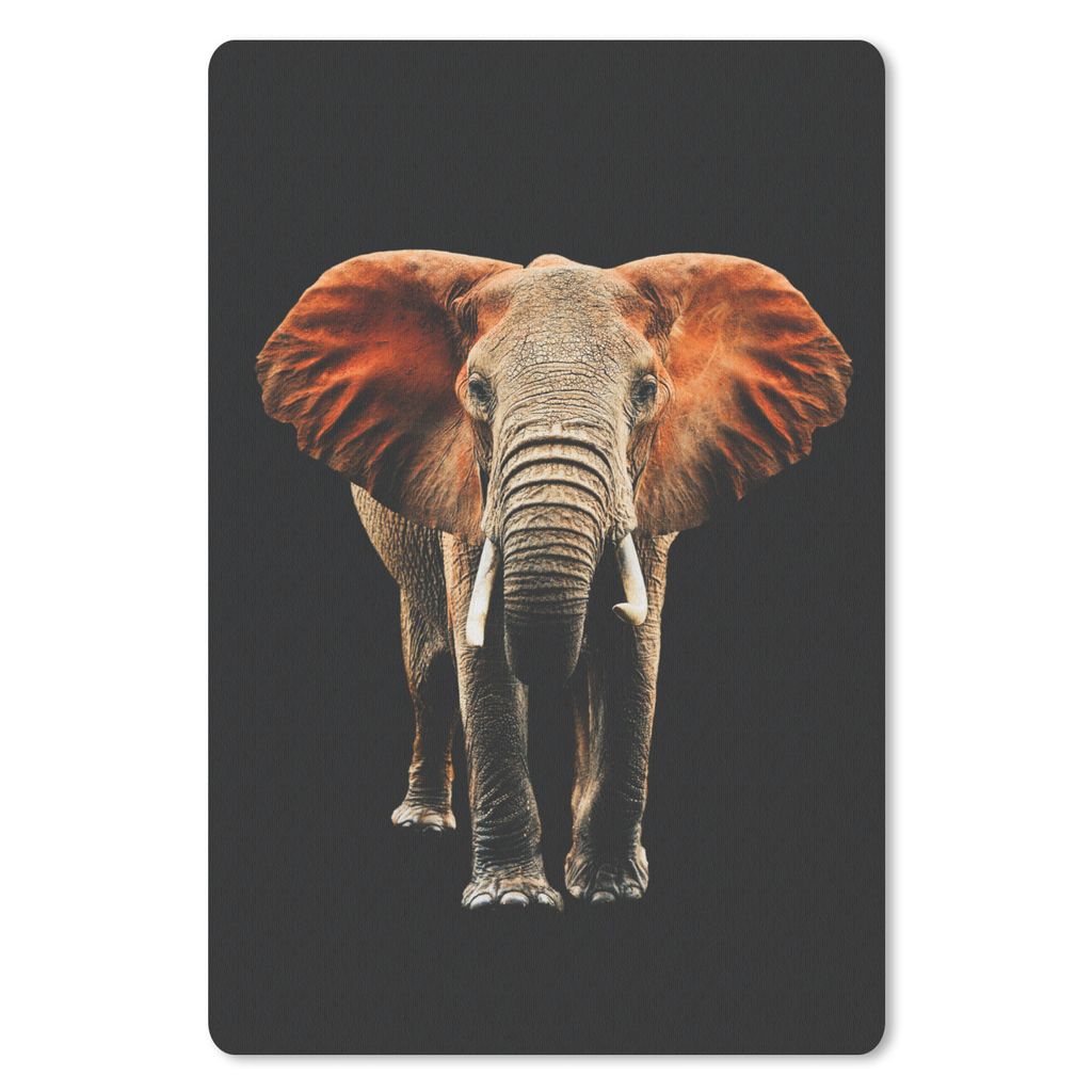 MuchoWow Mauspad Mousepad Elefant - Schwarz - Orange 18x27 cm - Mousepads - Maus Mat - Pad - Mausunterlage