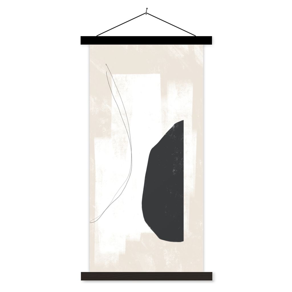 MuchoWow Textilposter Malerei - Abstrakt - Minimalismus 90x180 cm mit schwarzem Rahmen - Dekoration Wohnzimmer