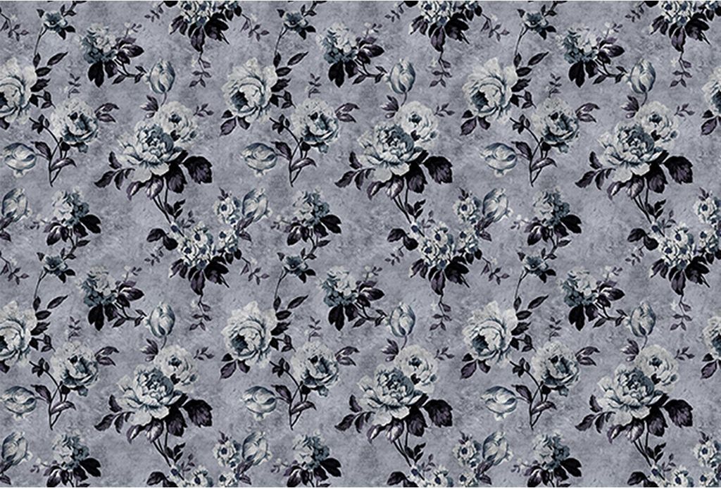 Tadessi Fototapete | Blumen | 4.00 m x 2.70 m | Blau | Grau | Wandbild | Digitaldruck