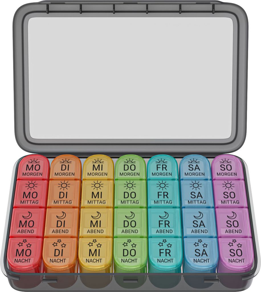 WELLGRO Tablettenbox für 7 Tage - Pillendose je 4 Fächer Produktbild 