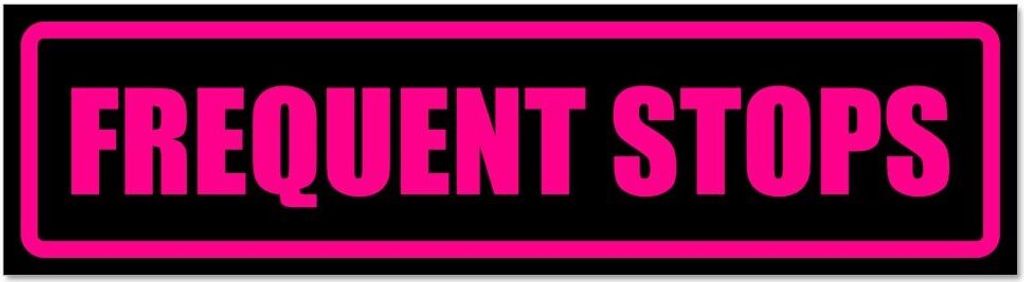 Kiwistar - Autoaufkleber - Pink - Schwarz - 60 x 16 cm - Frequent Stops - Hinweis Aufkleber Sticker für Auto, Kfz, Fahrrad, PKW, LKW