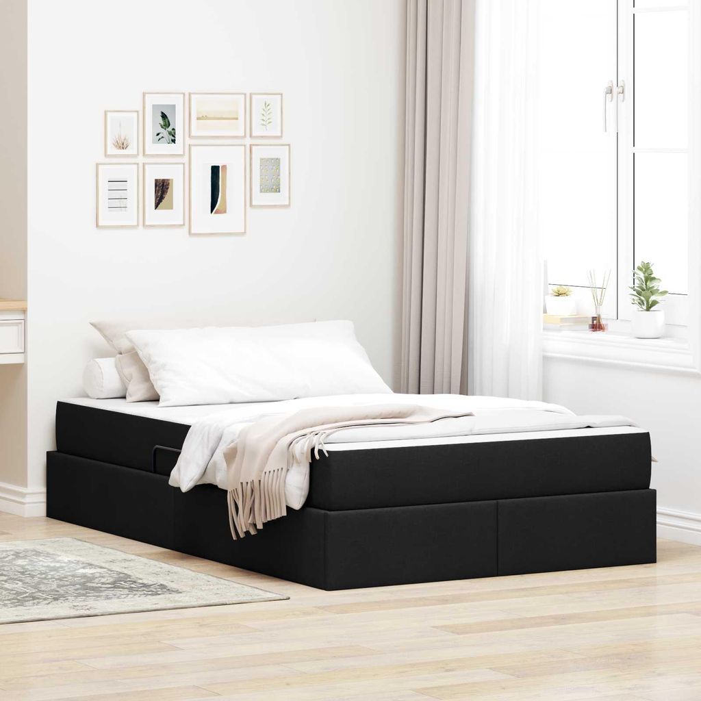 Maison Exclusive - Aufbewahrungsbett mit Matratze Schwarz 120 x 190 cm Polyester