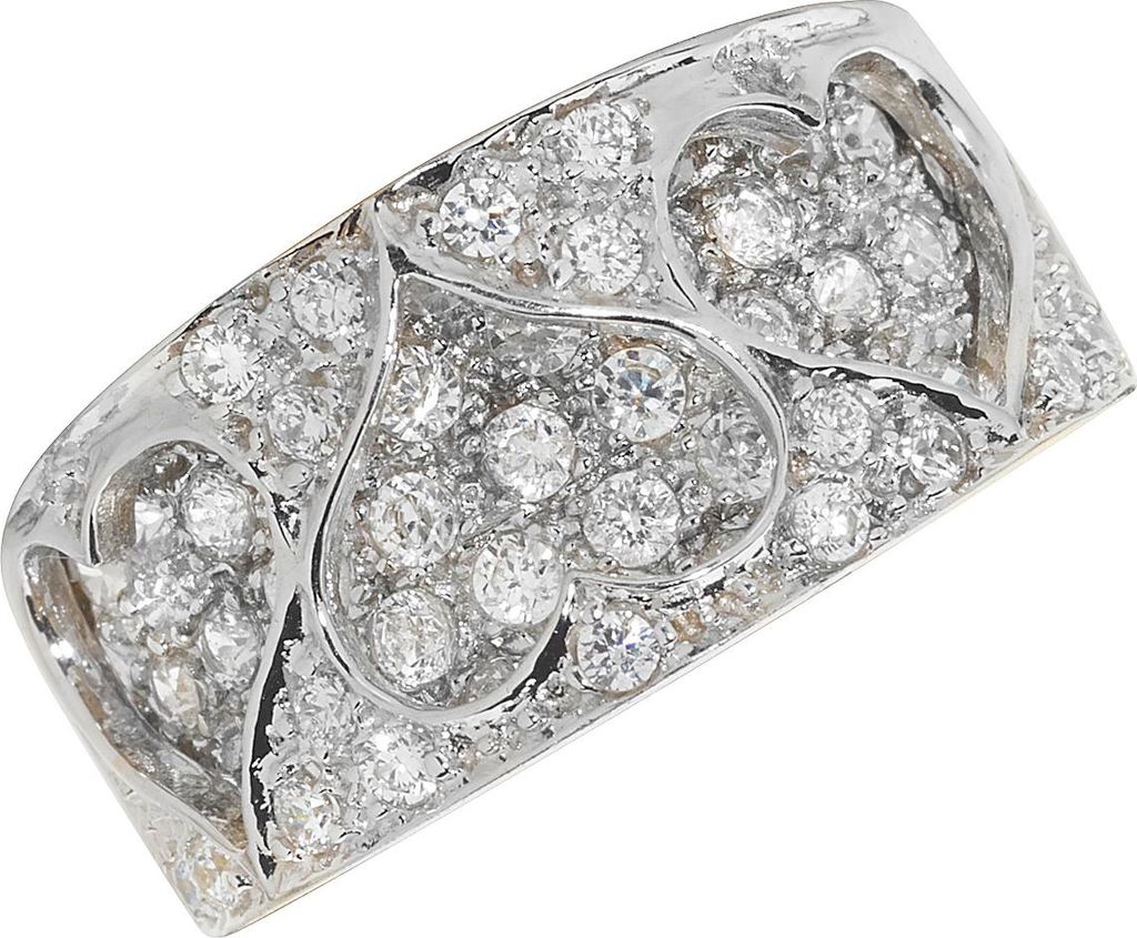 Edler 9 Karat (375) Bicolor Gold Herz Damen - Ring mit Zirkonia, 57 (18.1); TRS11325RSP