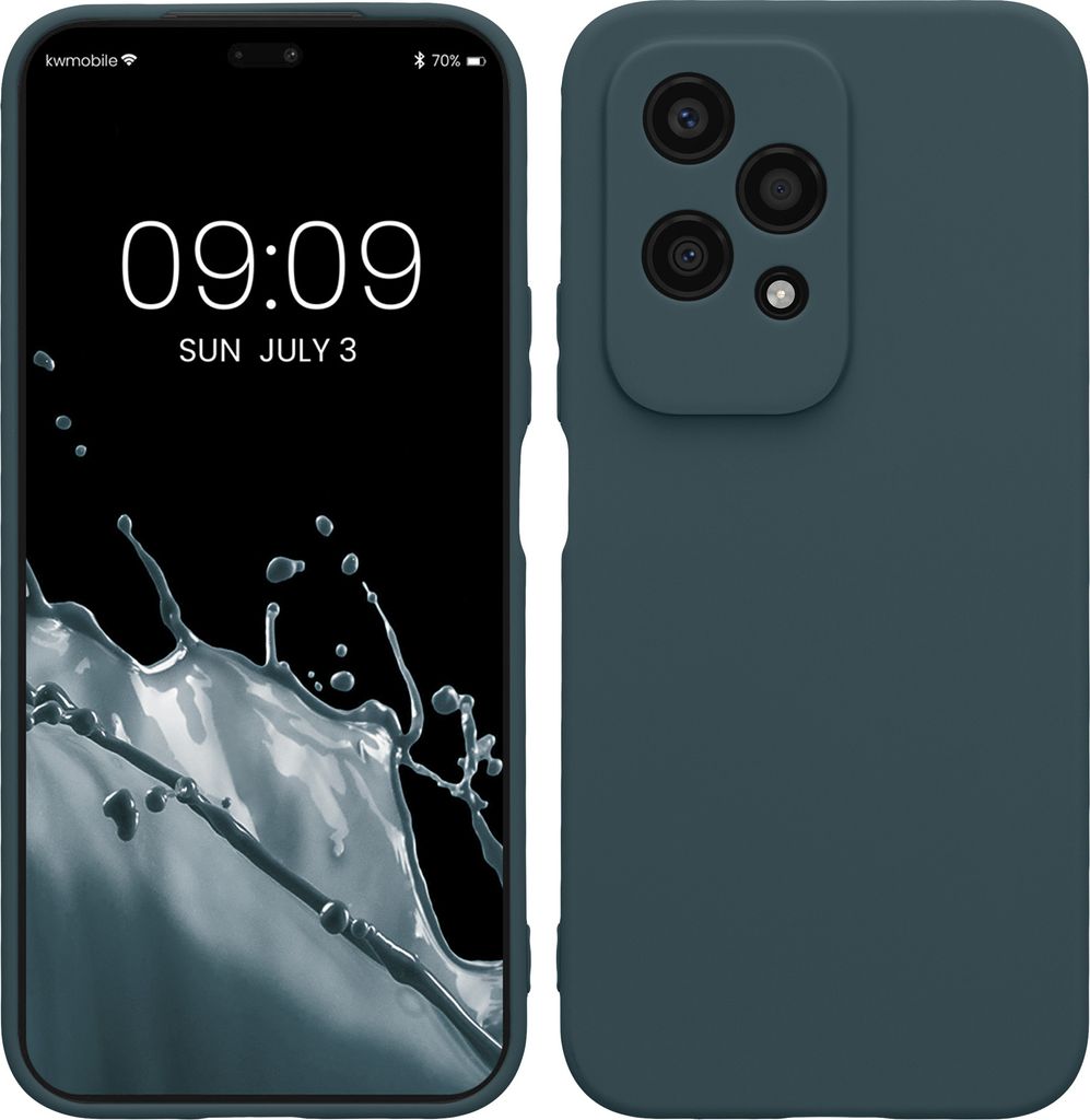 kwmobile Handyhülle kompatibel mit HONOR 200 Lite Hülle - Handy Case aus weichem Silikon in Dunkler Schiefer