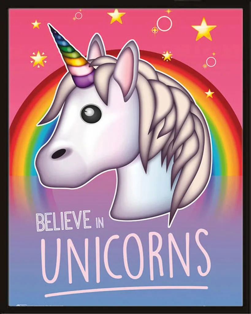 Poster Unicorno per Cameretta con Cornice Shinsuke Nera 40x50cm