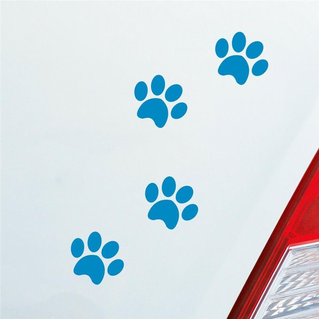 Auto Aufkleber Pfoten Paws Dog Hund Haustier Tier Pfote Paw 8x10 cm Hellblau Sticker Heckscheibenaufkleber