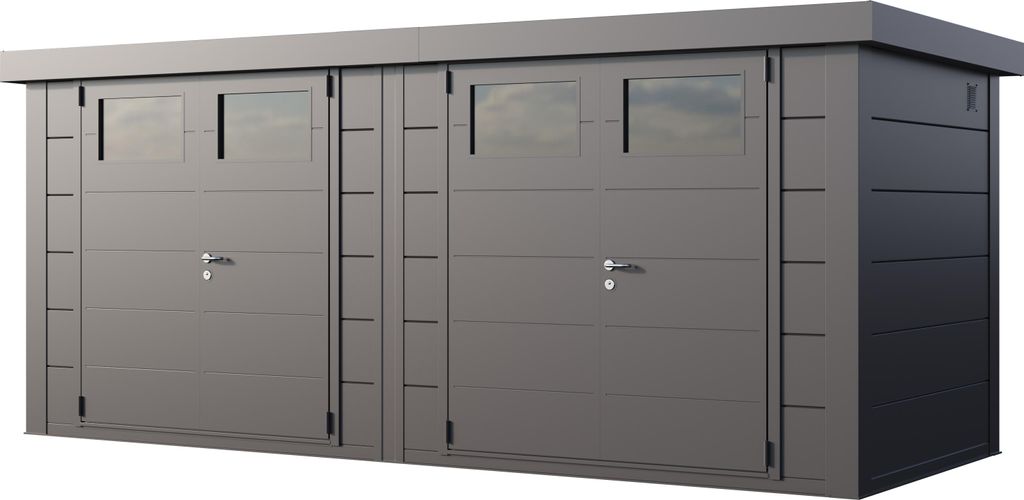 Telluria Metallgerätehaus Duo 2721 Zweiraum-Gartenhaus granitgrau/anthrazit
