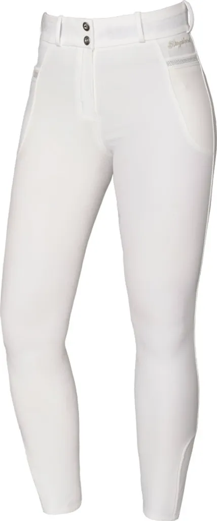 Pantalon Full-Grip Kingsland Kadi E-Tec Blanc avec Strass Argentés T44