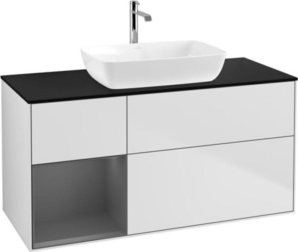 V&B Waschtischunterschrank Wandbeleuchtung Finion 120cm, Pl b m, Rg A m Lac, wh. m Lac