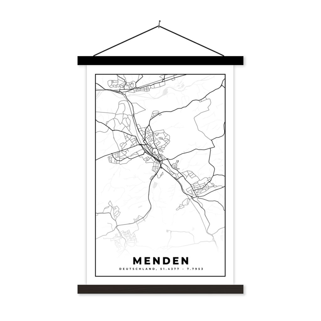 MuchoWow® Textilposter Menden - Karte - Stadtplan 60x90 cm Produktbild 