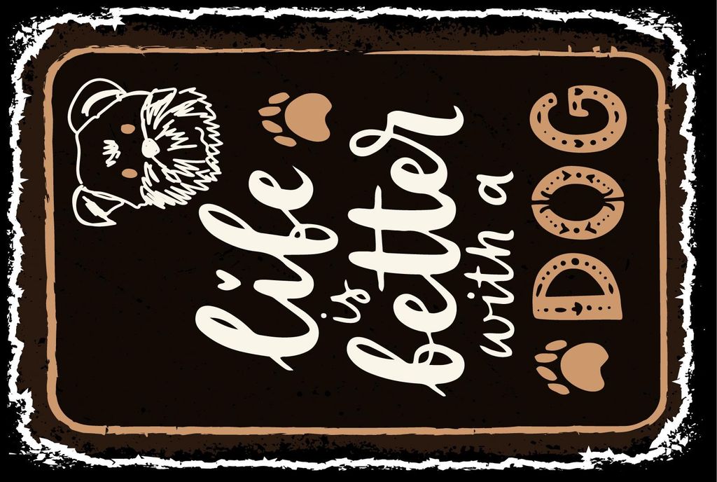 vianmo Blechschild 18x12 cm Life is better with a Dog