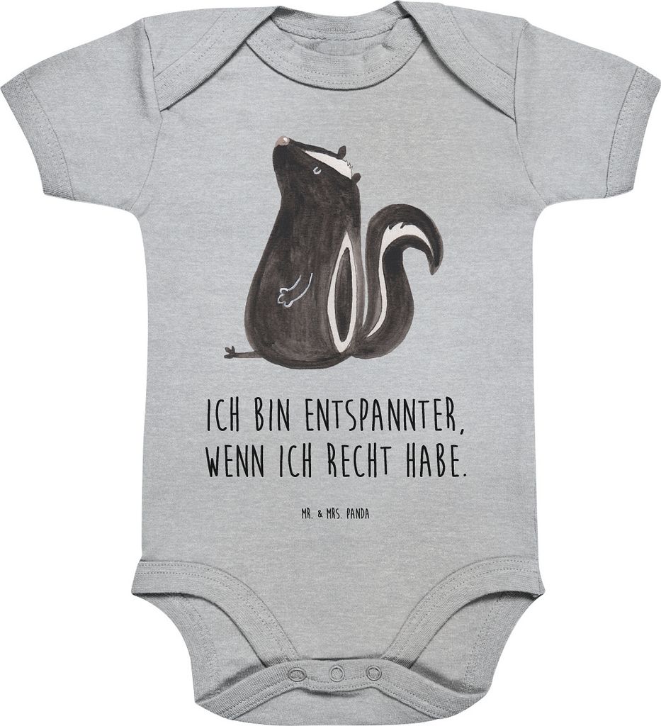 Mr. & Mrs. Panda overall baby Stinktier Sitzen 1. - 3. Monat - Heather Grey - Geschenk, Büro, Strampler, Spruch, kurzarm, Wildtier, babykleidung b...