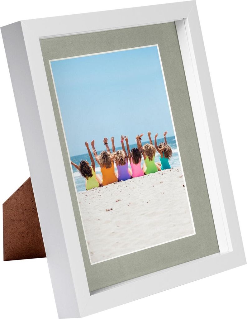 Weiß 8 "x 10" 3D Box Fotorahmen mit grau 5 "x 7" montieren - stehend hängende handwerk schattenbildanzeige - von nicola frühling