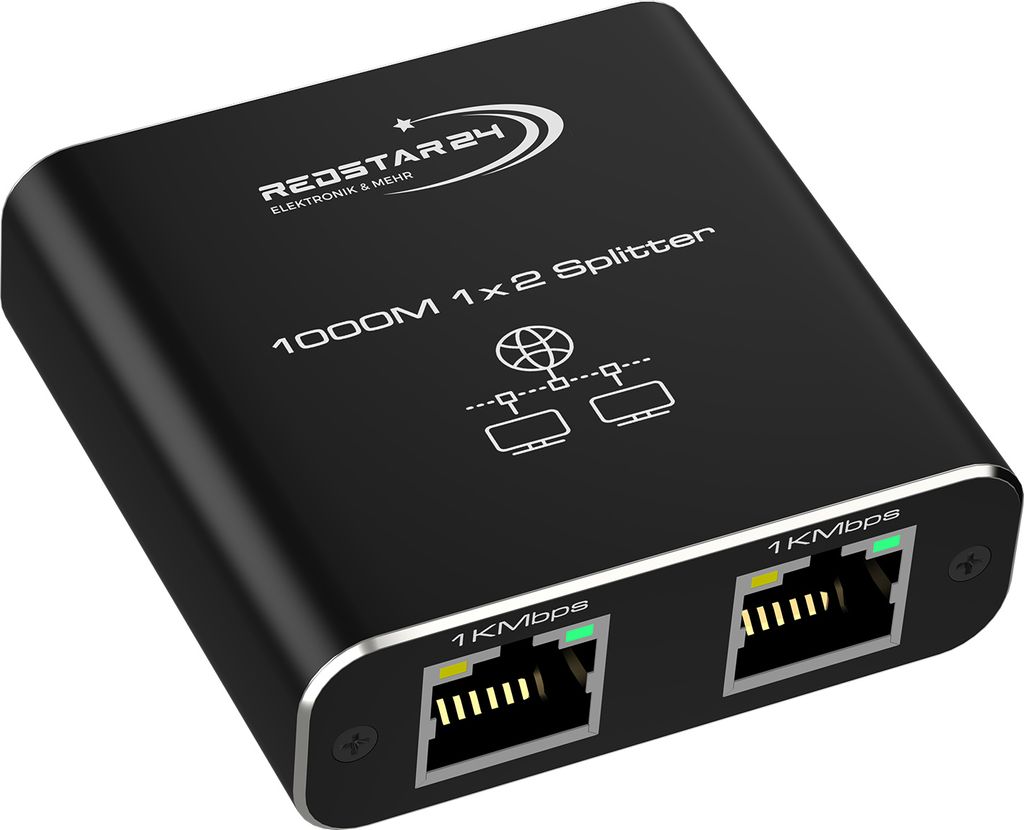 LAN Splitter 1 auf 2 Gigabit Ethernet Switch 2-Port Netzwerk Kabel Verteiler