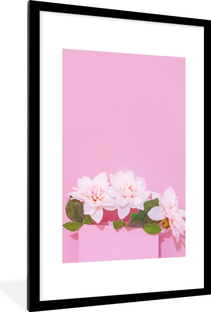 MuchoWow Gerahmtes Poster Blüte - Sommer - Rosa 60x90 cm - Poster mit Schwarzem Bilderrahmen Wandposter Rahmen Foto Bilder - Dekoration - Wandpo...
