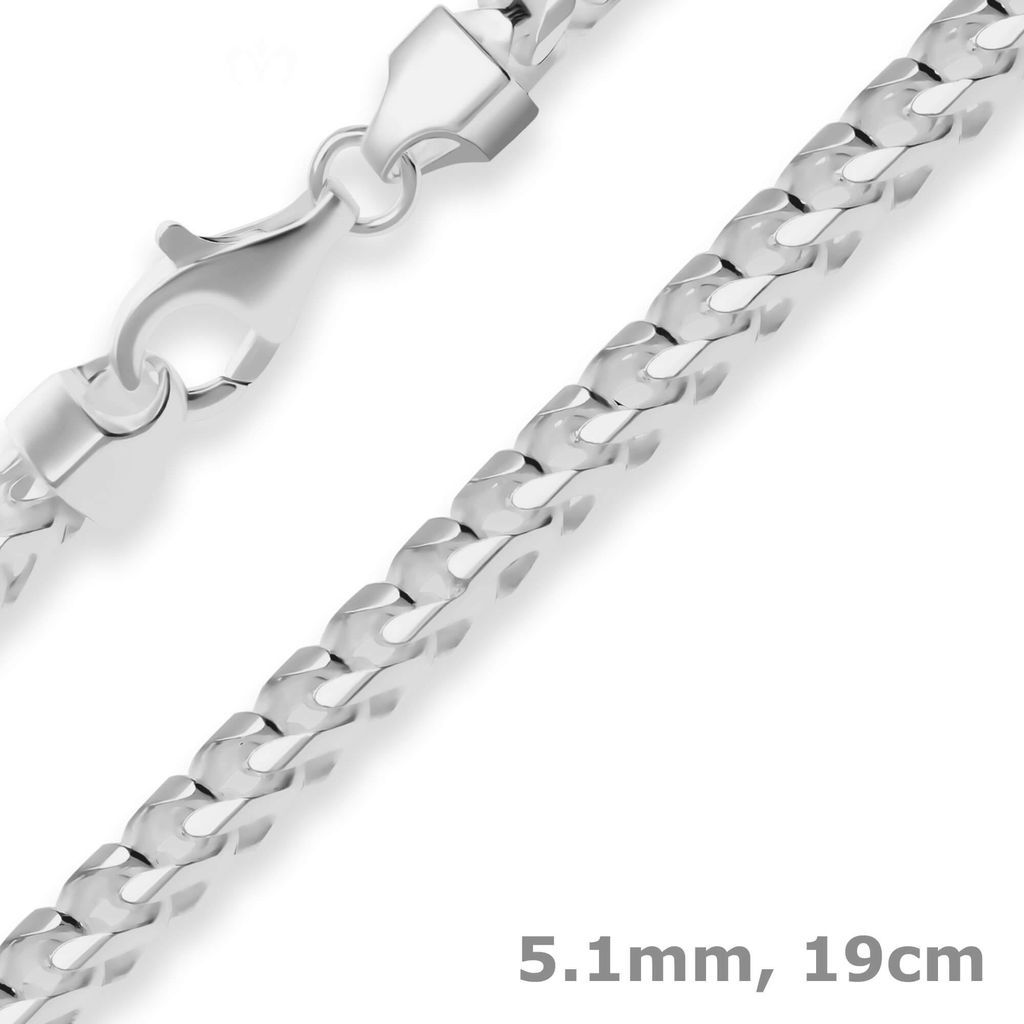 5,1mm Armband Fuchsschwanzkette Silberarmband Armschmuck aus 925 Silber 19cm