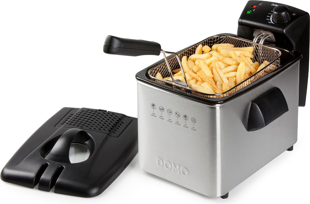 4 Ltr. Edelstahl Kaltzonen Öl Fritteuse Sichtfenster & Filter inkl. Salzstreuer