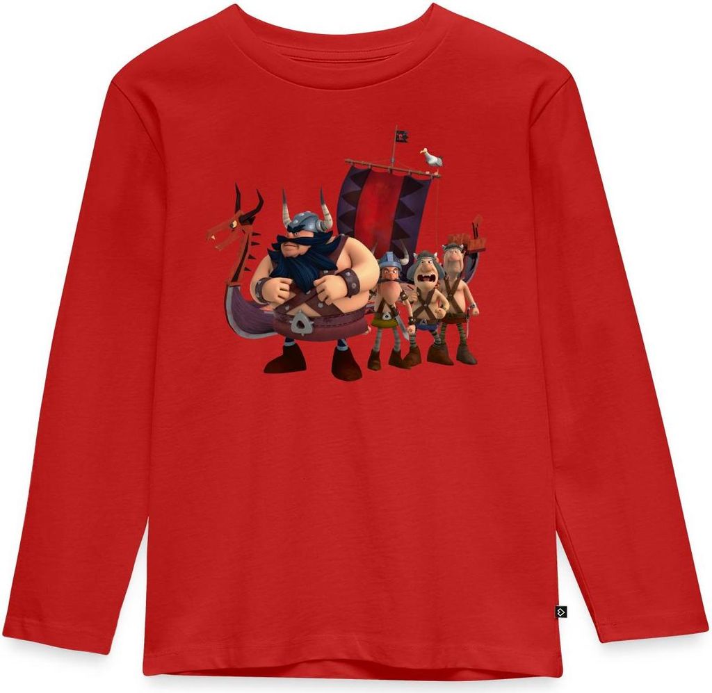 Spreadshirt Wickie Und Die Starken Männer Team Sven Kinder Premium Langarmshirt, 110/116 (4 Jahre), Rot