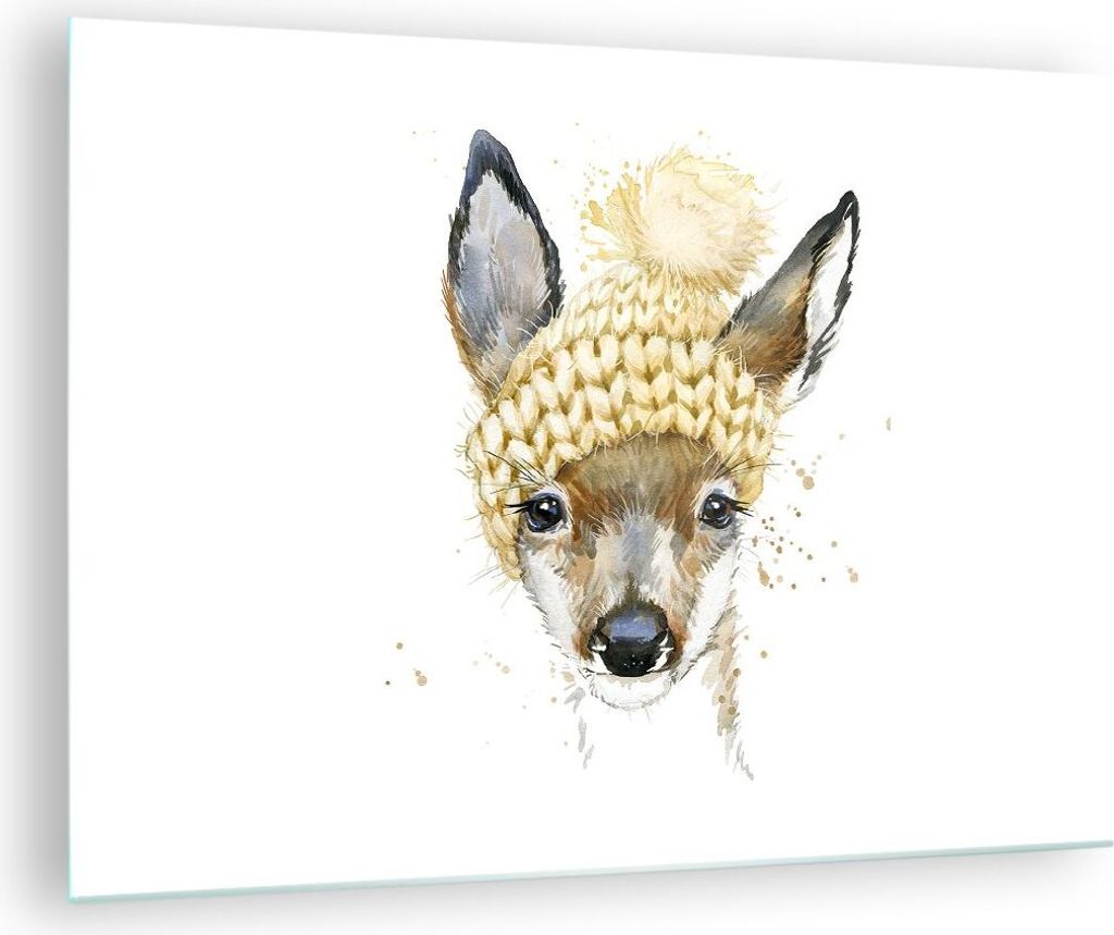 Bilder auf glas - Tier Hut Hirsch modern - 70x50cm - Glasbilder - Wandbilder - Kunstdruck - zum Aufhängen bereit - Wanddekoration aus Glas - Glas ...