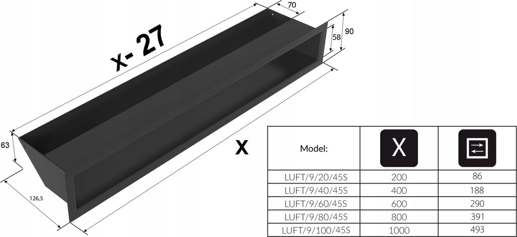 Vetracia krytina Luft 9x60 čierna Obrázok produktu 