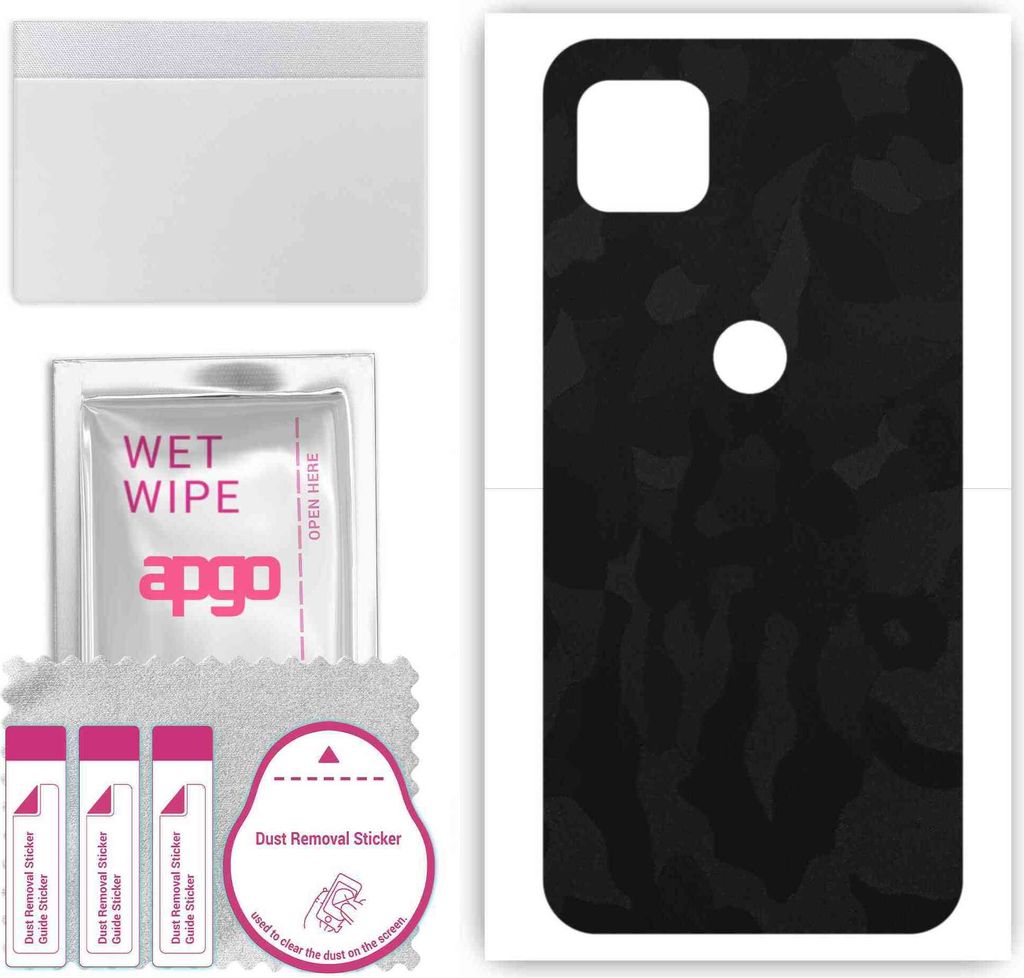 apgo Rückseite Schutzfolie, Skin, kompatibel mit Motorola One 5G Ace, Hinten Displayschutzfolie aus Vinylfolie, kratzfest, einfache Montage - Schw...