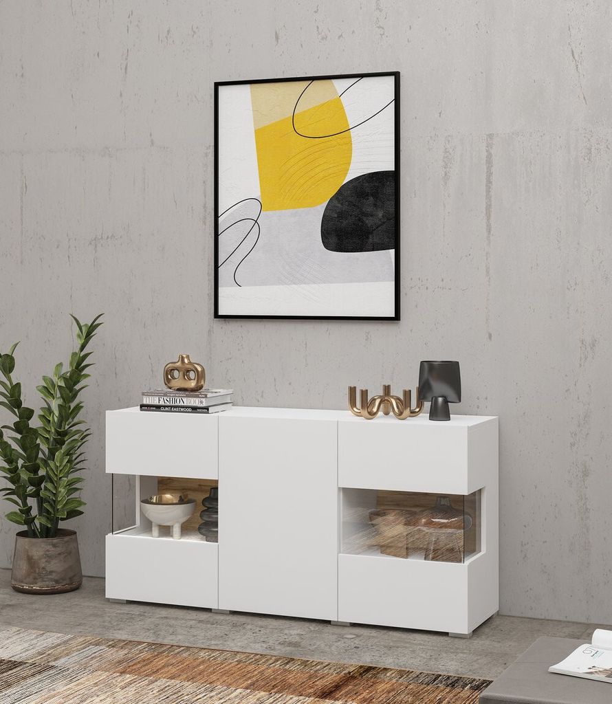 Buffet Glora mit 3 Türen, Weiß, 120cm Produktbild 