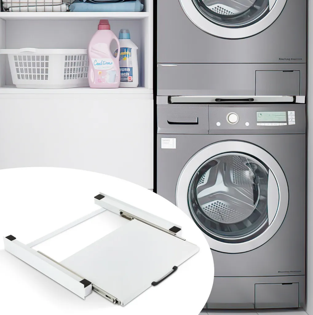 Cadre de Liaison Blanc 60x54 cm avec Tablette Extensible pour Lave-linge