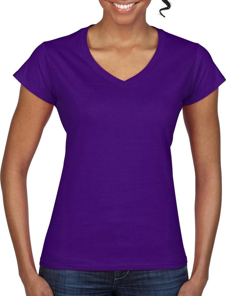 Gildan 64V00L | Softstyle LadiesŽ V-Neck Damen T-Shirt - Farbe: Black - Größe: S