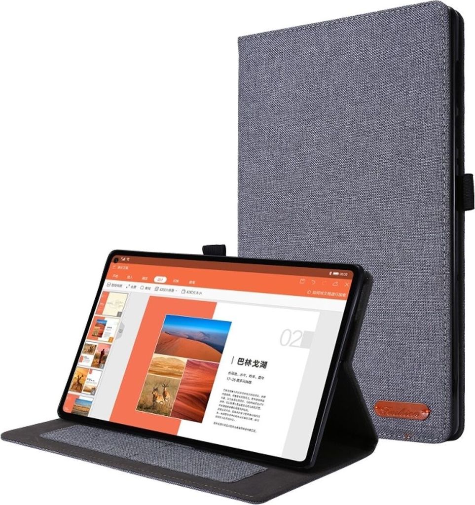 König Design Tablet-Hülle kompatibel mit Realme Pad 10.4 Stoff Smart Cover Case Etui Grau