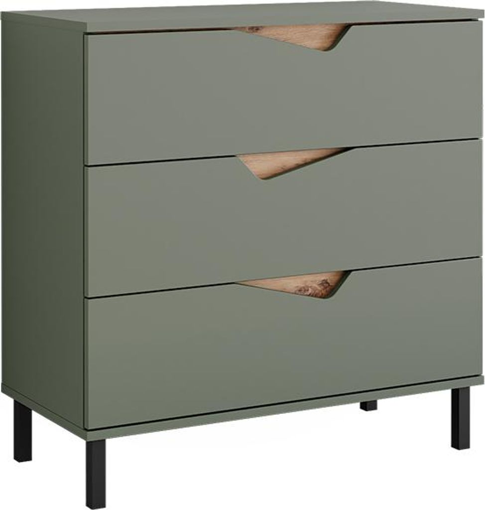 Kommode Vicco Marelle Grün/Artisan 80 x 81.2 cm mit 3 Produktbild 