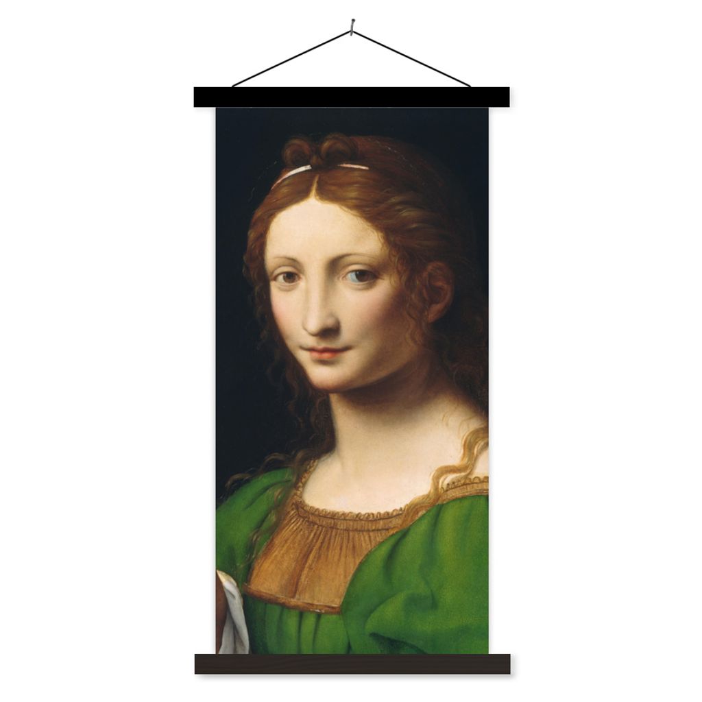 MuchoWow Textilposter Maria Magdalena - Leonardo da Vinci 60x120 cm mit schwarzem Rahmen - Magnete