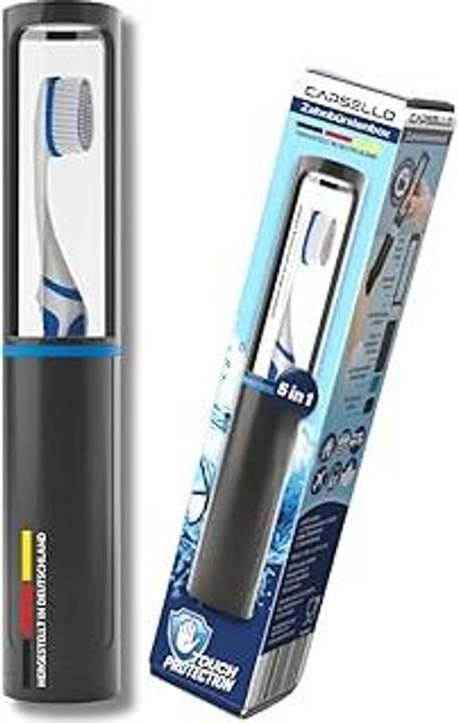 CAPSELLO Zahnbürstenbox schwarz mit Touch-Protection | Professionelle Hygiene, Zahnbürsten-Etui hält sauber & schützt vor Berührungen, Luft- &...