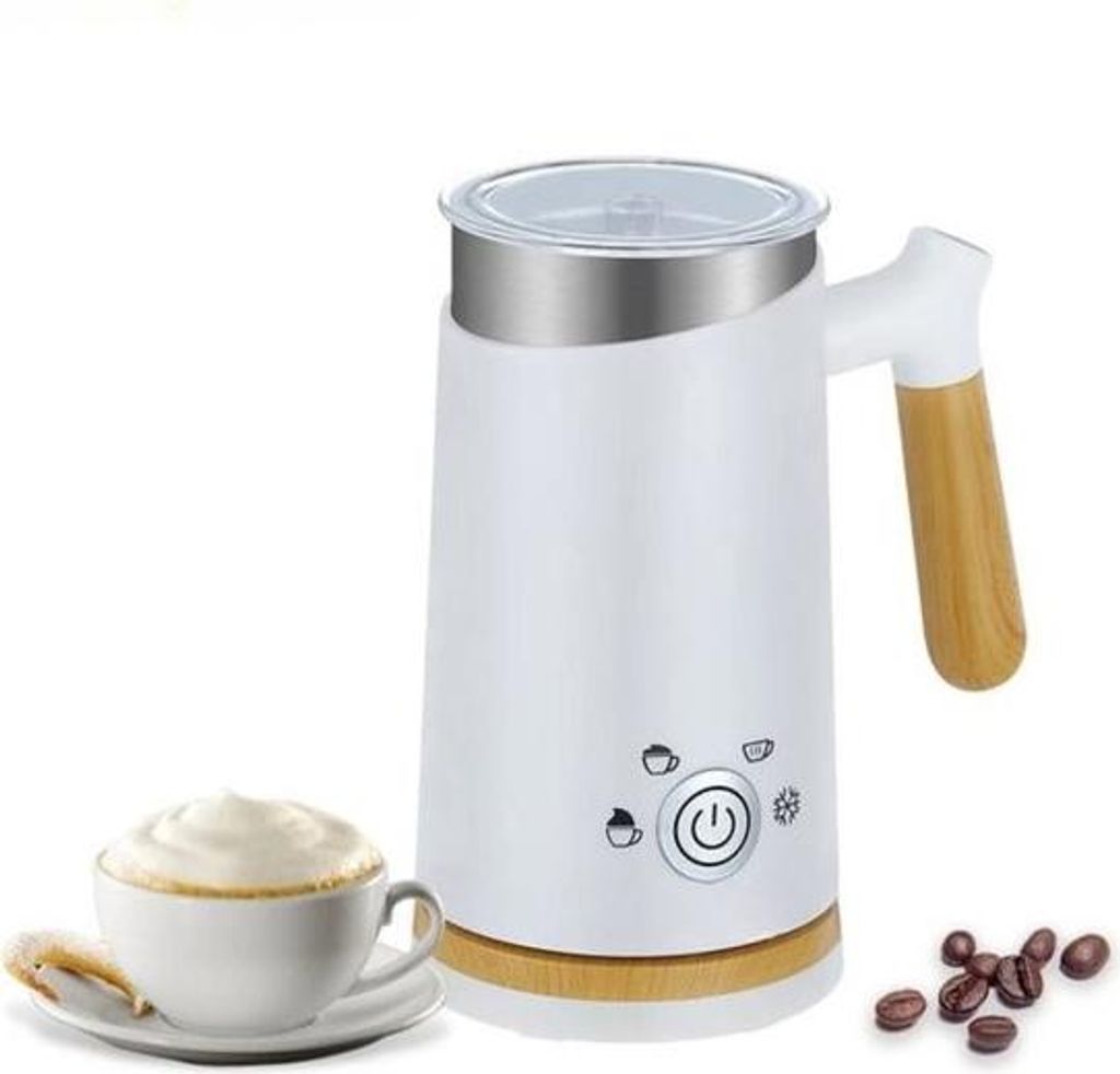 Elektrischer Milchaufschäumer – Heiß und Kalt – Weiß – 4-in-1-Milchaufschäumer