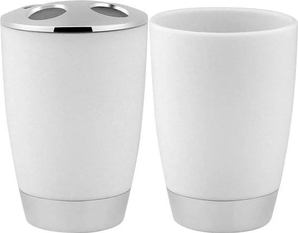 Ensemble d'accessoires de salle de bain blanc avec gobelet et support