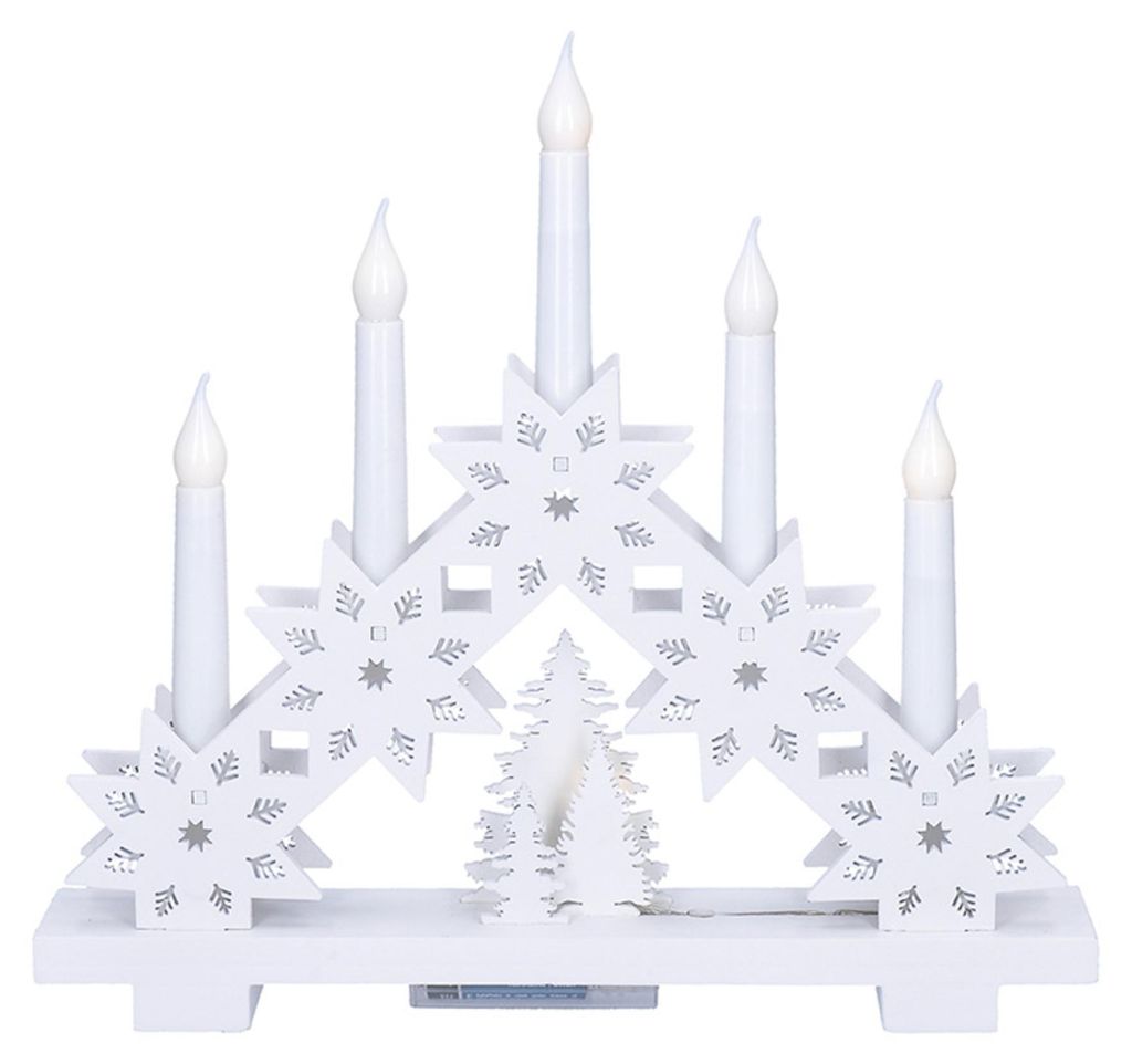 Solight LED-Weihnachtskerzenständer mit Sternen, 30 cm, 5 LEDs, 2 AA-Batterien (1V265)