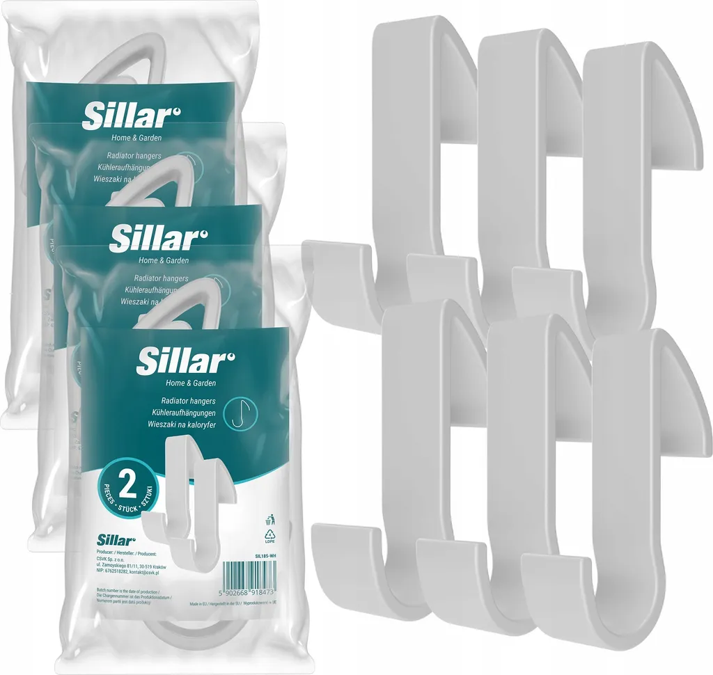 Ganci Termosifone Sillar 6x Bianco - Supporto Radiatore Bagno