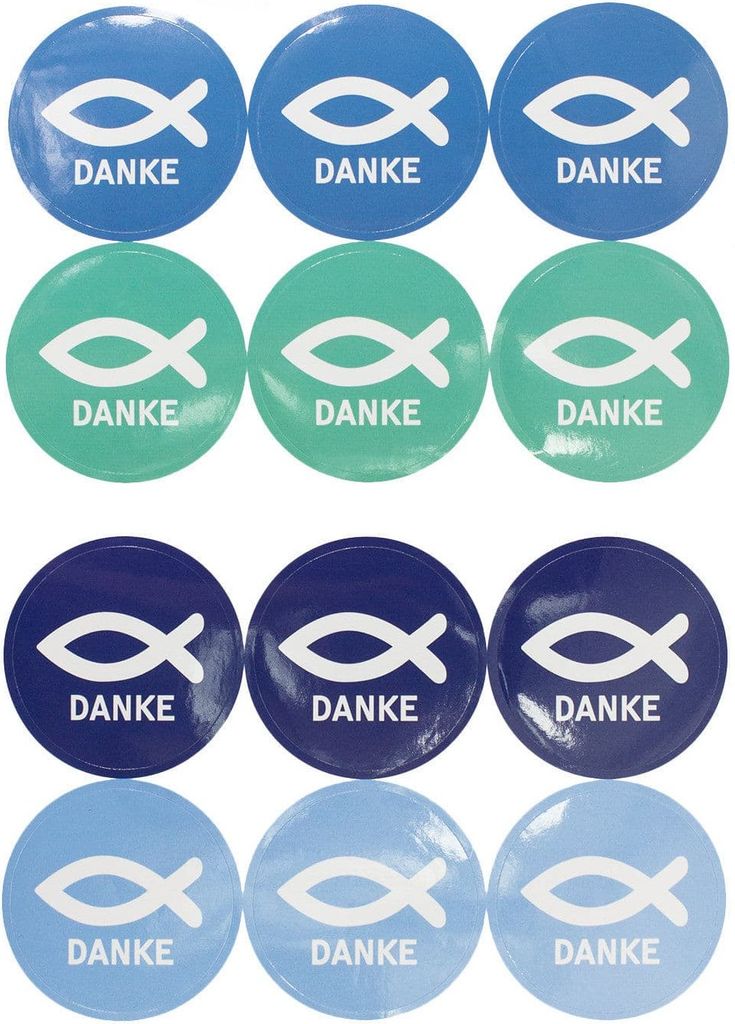 Oblique Unique 24 Fisch Sticker Danke Aufkleber Kommunion Taufe Konfirmation Firmung Hochzeit