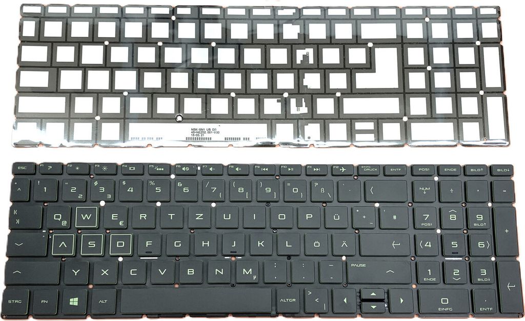 DEUTSCHE - Tastatur Keyboard Grün Beleuchtung kompatibel für HP 250 G8 34N39ES