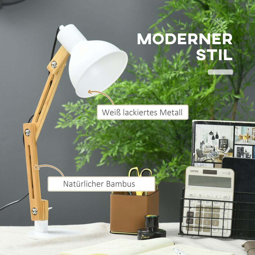 HOMCOM Lampa biurkowa 40W do czytania, regulowana lampa Zdjęcie produktu 4