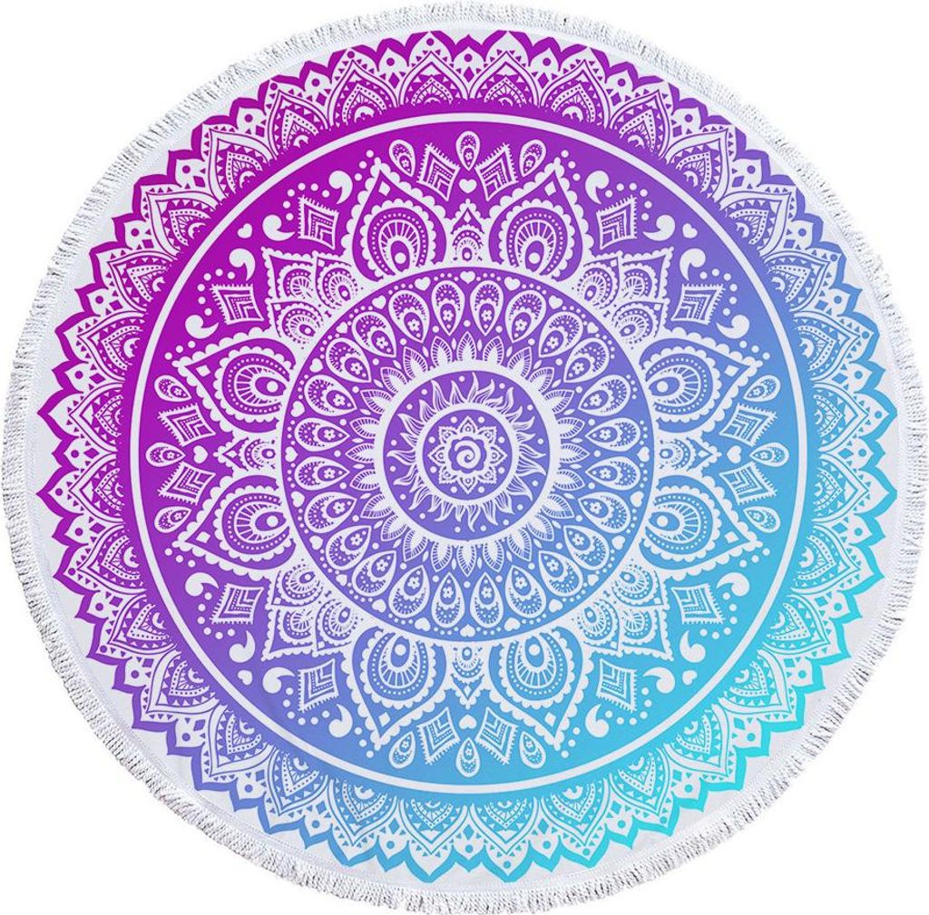 Rundes Strandtuch mit Mandala-Motiv, 150 cm großes Strandtuch, Mikrofaser-Badetuch mit Mandala-Muster, geeignet für Schwimmen, Spa, Reisen und Yo...
