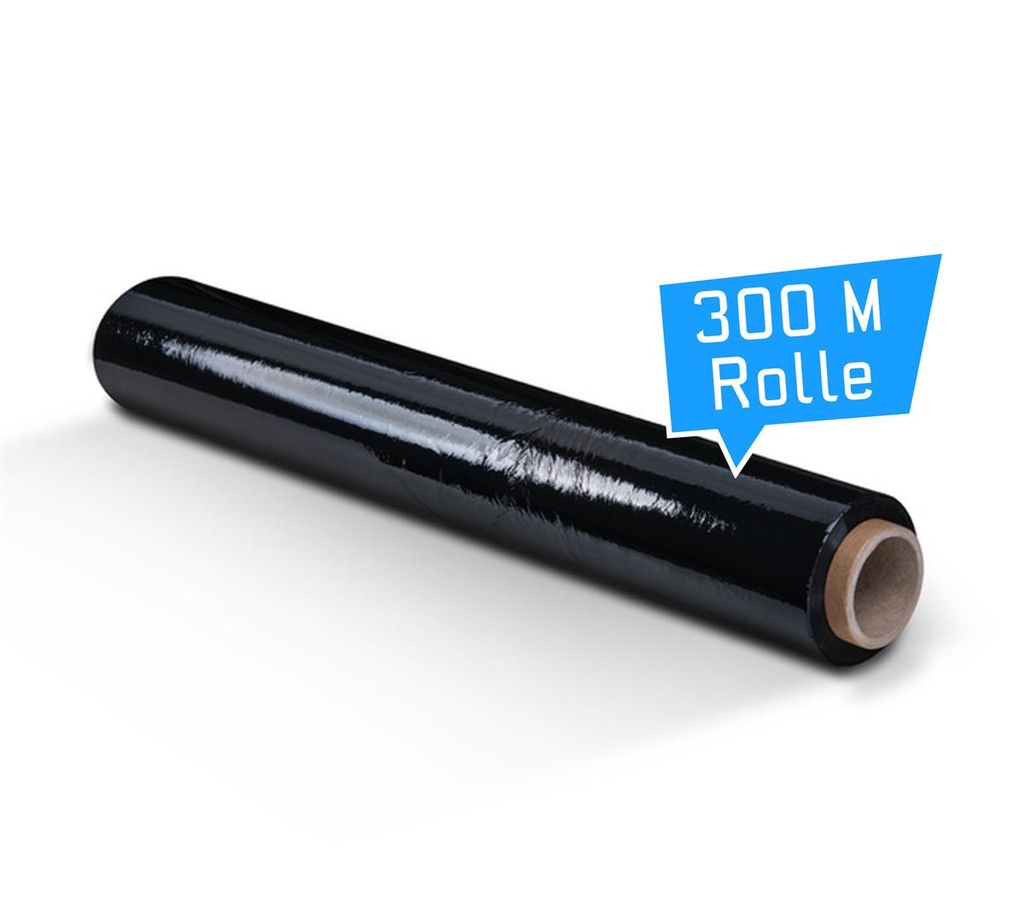 80 Rollen Strechfolie Wickelfolie Schwarz Stärke 20my mit Handabroller 100 mm 