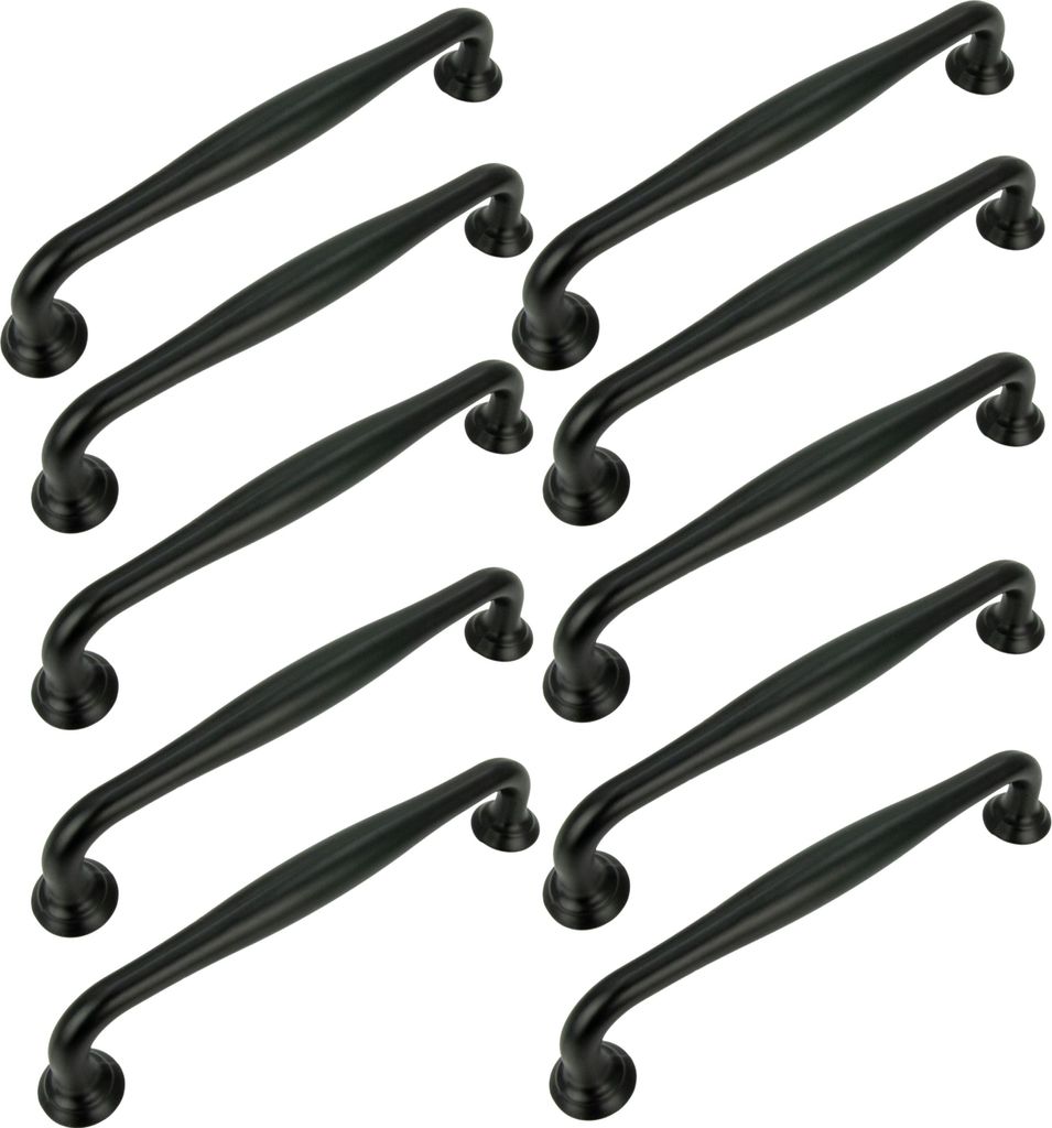 10er-Set Elysium Möbelgriff Schwarz 128 mm - Klassische, matte Aluminium-Griffe für Schränke und Schubladen, ideal für moderne und traditionell...