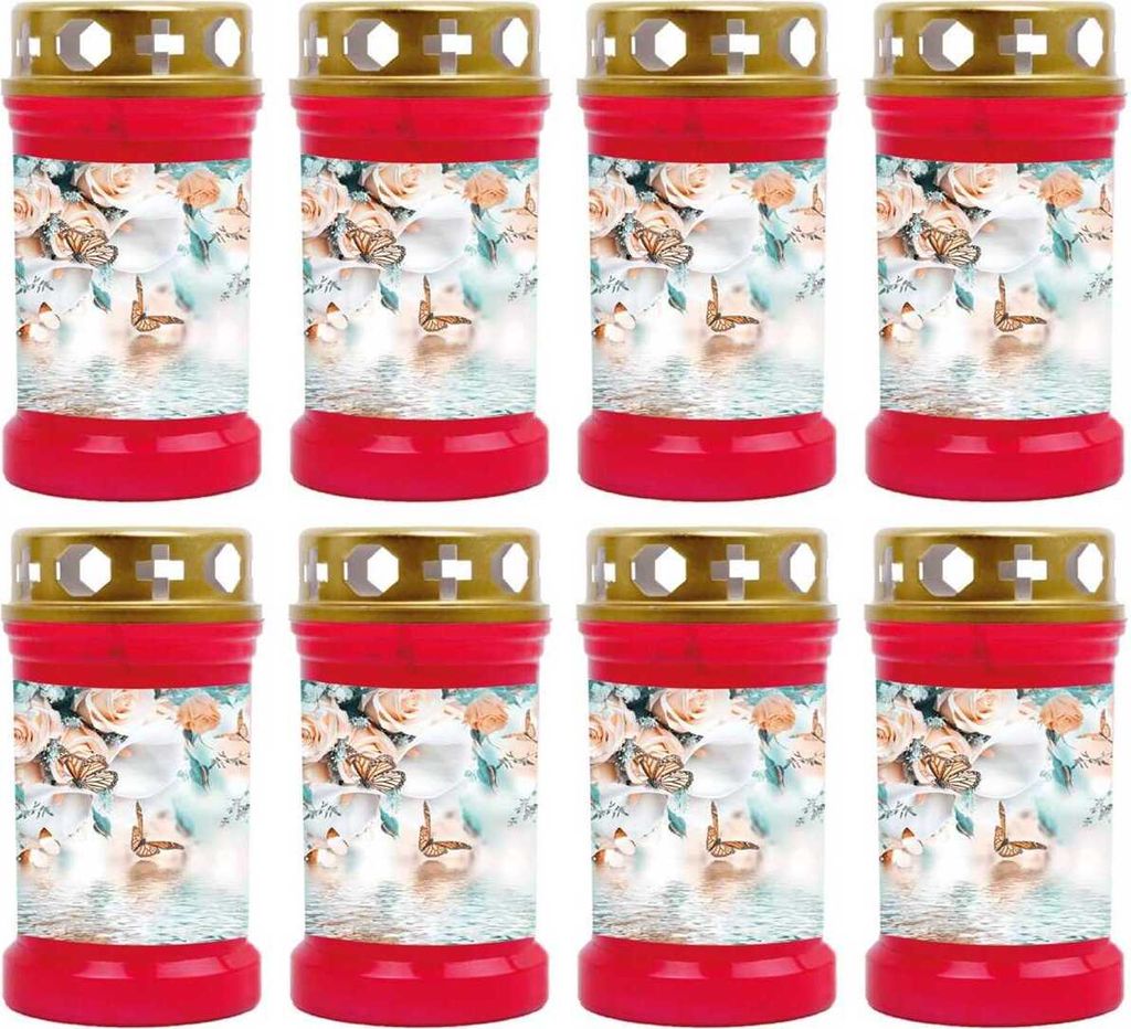 Grabkerze Rot 8er Pack, Brenndauer: 40 Stunden ( je Kerze Produktbild 