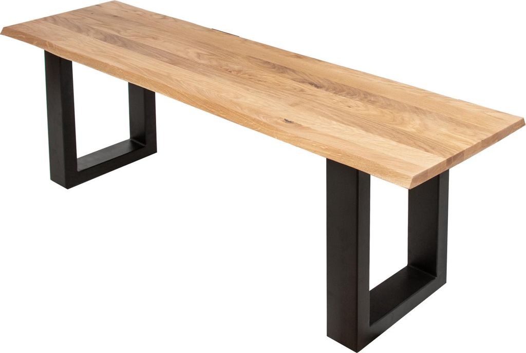 Sitzbank Baumkante 140 cm Eichenholz massiv geölt schwarz ENRICO