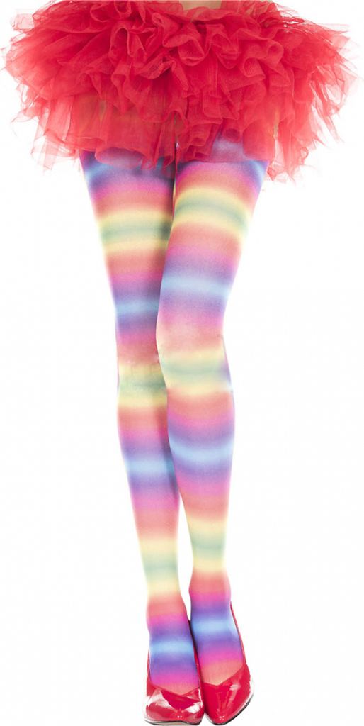 Bunte Regenbogen Strumpfhose als Kostümzubehör Produktbild 