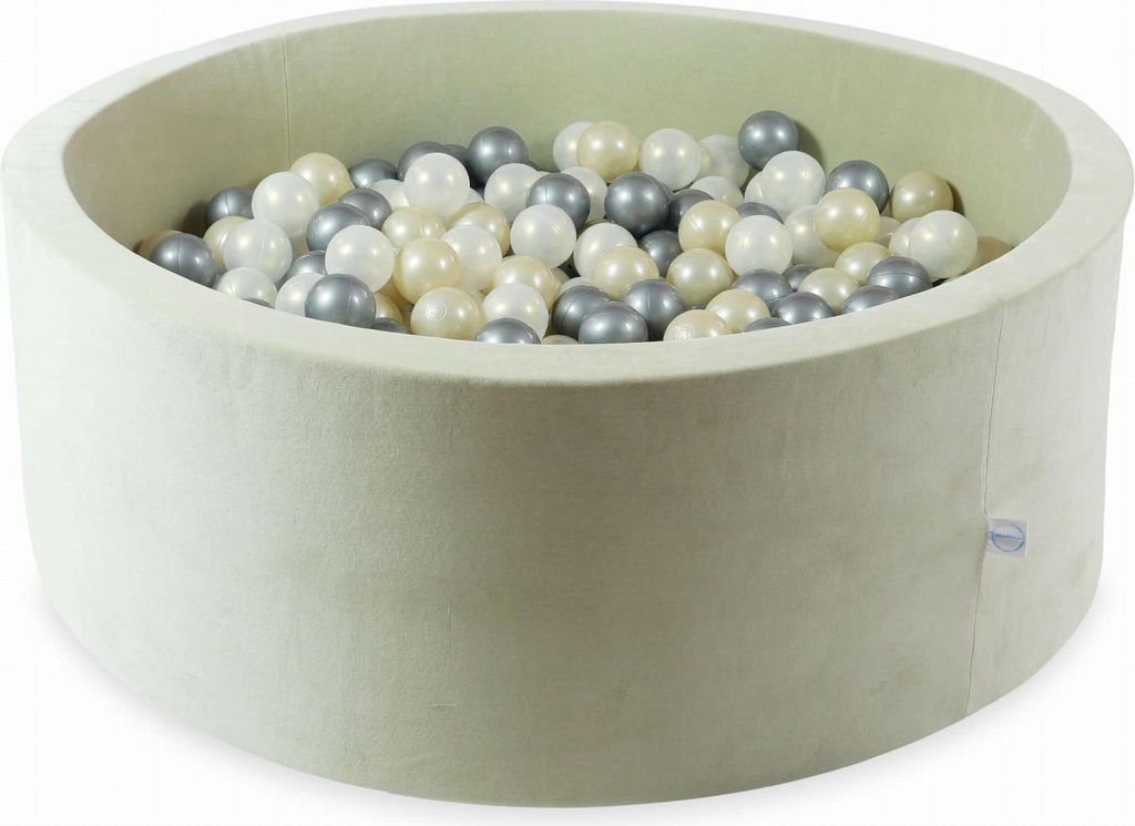 Trockenpool 110x40 Velvet Soft Light Mint mit 500 Bällen: Hellgold, Opaleszenz, Silber
