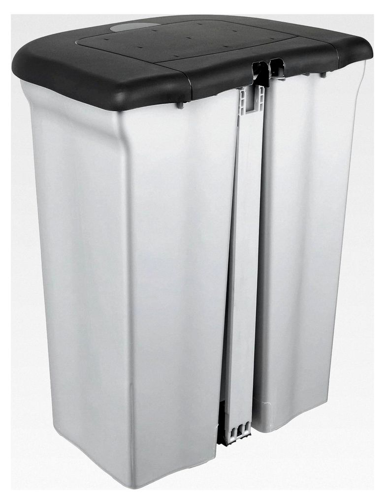 Treteimer mit 2 Abfallbehältern, 2x 11 l, Silber